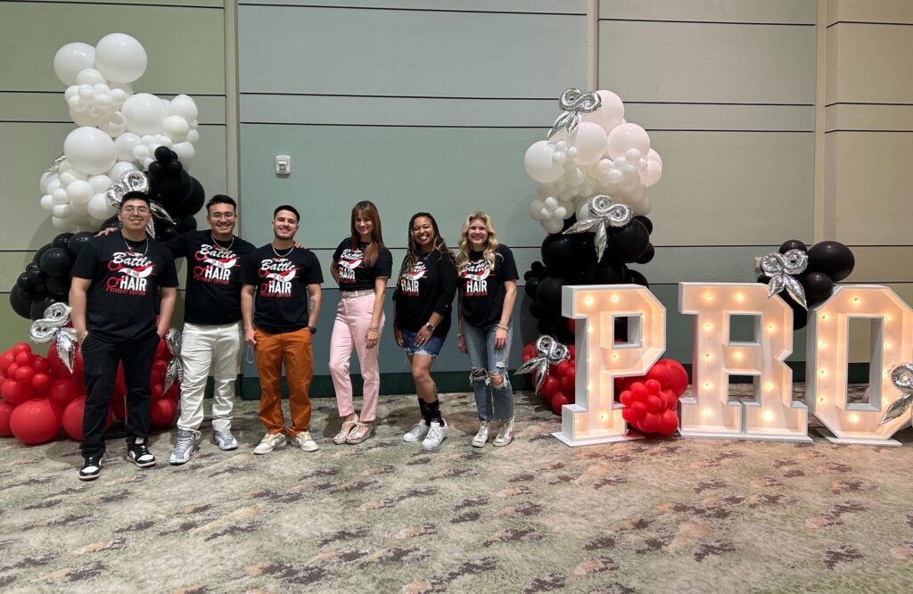 2023 Battle of the Hair Winners Edward, Jack, Pablo, Yessika, Talisa, and Anna at Sport Clips National Huddle in Fort Worth, TX.